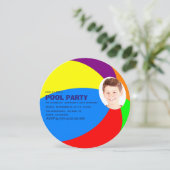 Kindergeburtstag Summer Pool/Beach Party Foto hinz Einladung (Stehend Vorderseite)
