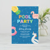 Kindergeburtstag Summer Pool Party Einladung (Stehend Vorderseite)