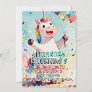 Kindergeburtstag Tiere - Süßes Einhorn 1 Einladung