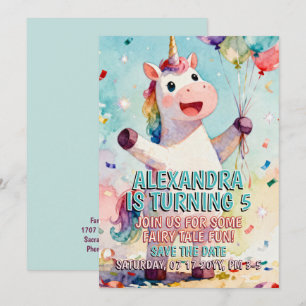 Kindergeburtstag Tiere - Süßes Einhorn 1 Save The Date