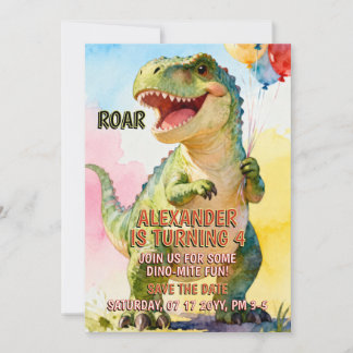 Kindergeburtstag Tiere - T-Rex Dinosaurier 1 Einladung