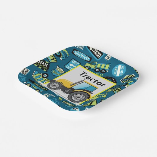 Kindergeburtstag Toy Traktor Pappteller (Gewinkelt)