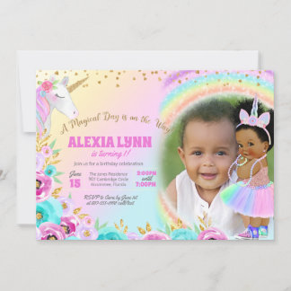 Kindergeburtstag Unicorn Magical Day Baby mit Foto Einladung