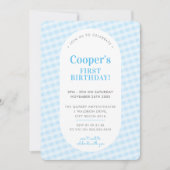 KINDERGEBURTSTAG Vintages Gingham-Muster blass Einladung (Vorderseite)