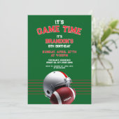 Kindergeburtstag von Green & Red Football Einladung (Stehend Vorderseite)