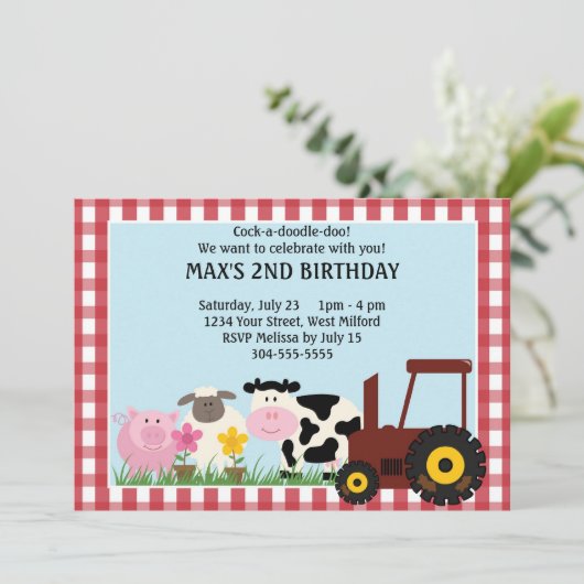 Kindergeburtstag von Landtieren Einladung (Stehend Vorderseite)