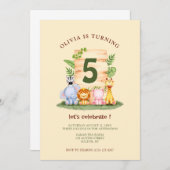 Kindergeburtstag von niedlichen Savannen Einladung (Vorne/Hinten)