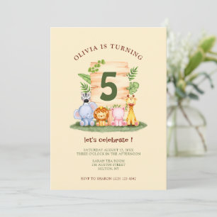 Kindergeburtstag von niedlichen Savannen Einladung