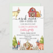 Kindergeburtstag von Nutztieren Party Einladung (Vorne/Hinten)