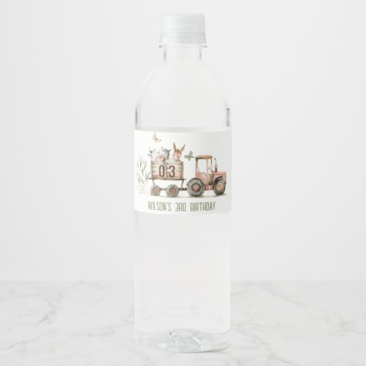 Kindergeburtstag von Rotrosttieren Wasserflaschenetikett (Vorderseite)