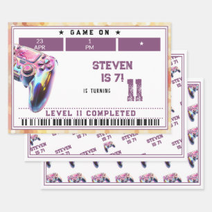 Kindergeburtstag von Videospielen Geschenkpapier Set