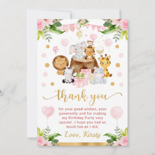 Kindergeburtstag "Watercolor Jungle Safari Animals Dankeskarte