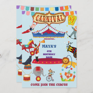 Kindergeburtstag zum Thema Karneval Einladung