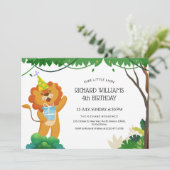 Kindergeburtstag zum Thema Löwe Geburtstagsfeier Einladung (Stehend Vorderseite)