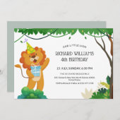 Kindergeburtstag zum Thema Löwe Geburtstagsfeier Einladung (Vorne/Hinten)