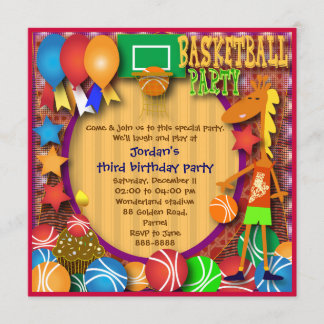 Kindergeburtstageinladung 031: Basketball Einladung