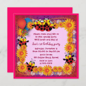 Kindergeburtstageinladung 039B: 7 Marienkäfer Einladung (Vorne/Hinten)