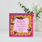 Kindergeburtstageinladung 039B: 7 Marienkäfer Einladung (Stehend Vorderseite)