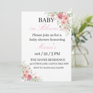 Kindergeburtstagseinladungskarte "Baby in Blüte" Einladung