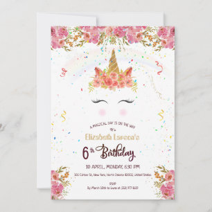 Kindergeburtstagsfeier Einhorn Thema Einladung