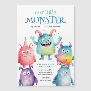 Kindergeburtstagsfeier Kleiner Monster Magneteinladung