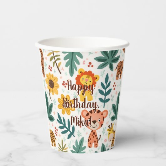 Kindergeburtstatue Pappbecher (Vorderseite)