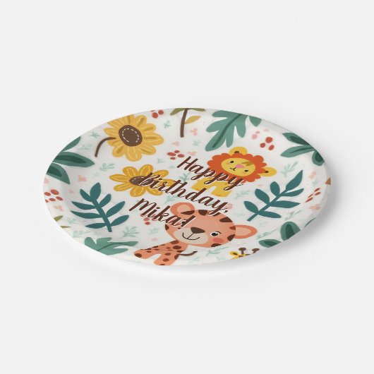 Kindergeburtstatue Pappteller (Schrägansicht)