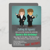 Kindergeheimes Agent-Geburtstags-Party Einladung (Vorne/Hinten)