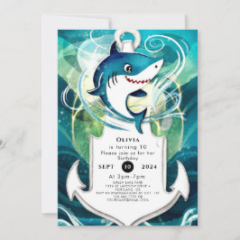 Kindergenuss Aquarellhai Geburtstag Einladung