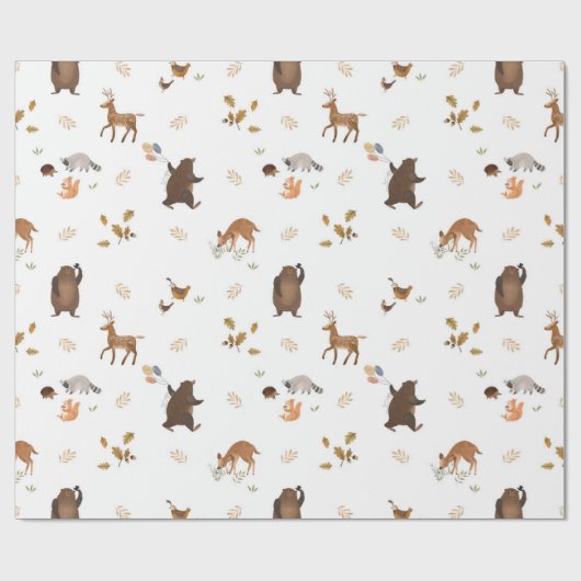 Kindergeschenk Niedlicher Bärenwald Geschenkpapier (Flach)