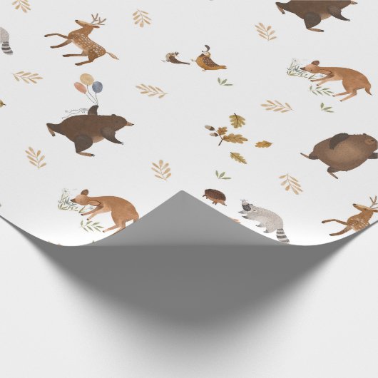 Kindergeschenk Niedlicher Bärenwald Geschenkpapier (Ecke)