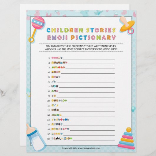 Kindergeschichte [Baby Basics Blue] Briefbogen (Vorne/Hinten)