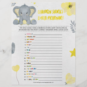 Kindergeschichte Emoji Pictionary [Baby Elephant] Briefbogen
