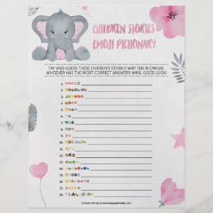 Kindergeschichte Emoji Pictionary [Baby Elephant] Briefbogen
