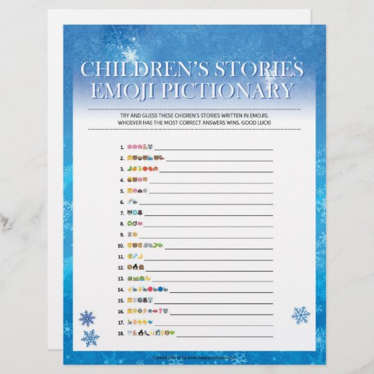 Kindergeschichte [Snowy Blue] Briefbogen (Vorne/Hinten)