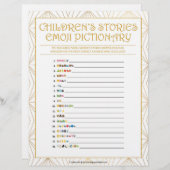 Kindergeschichten Emoji Pictionary [Goldene Linien Briefbogen (Vorne/Hinten)