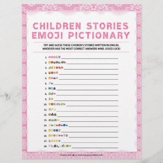 Kindergeschichten - Pictionary [Luxury Lace [Pink] Briefbogen (Vorderseite)