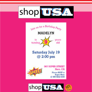 Kindergesicht auf Personalisiertem Girl Superhero Einladung