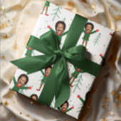 Kindergesicht und Name Elf Weihnachtsgeschmack Geschenkpapier