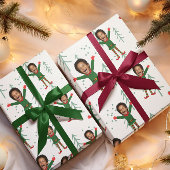 Kindergesicht und Name Elf Weihnachtsgeschmack Geschenkpapier