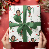 Kindergesicht und Name Elf Weihnachtsgeschmack Geschenkpapier