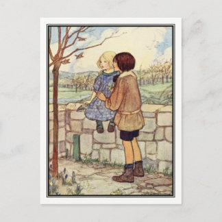 Kindergespräch im April von Florence Harrison Postkarte
