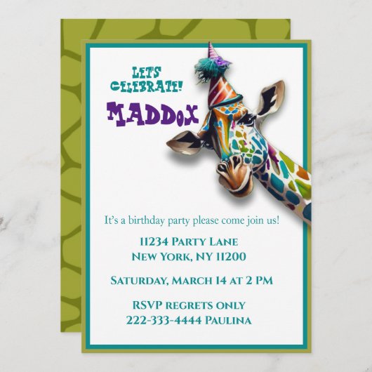 Kindergiraffe Geburtstag (Vorne/Hinten)