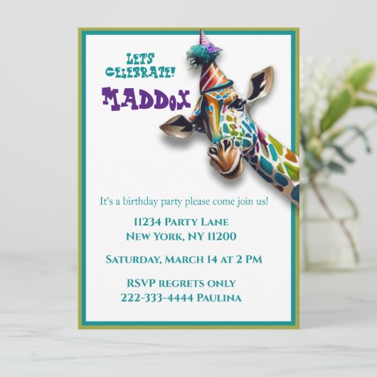 Kindergiraffe Geburtstag (Stehend Vorderseite)