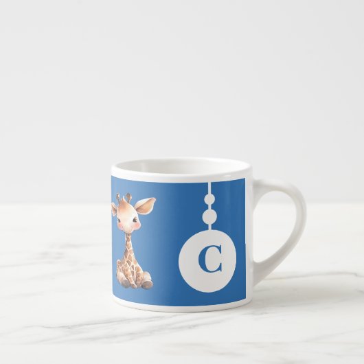Kindergiraffe Tasse personalisierter Name blau (Rechts)