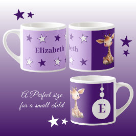 Kindergiraffe Tasse personalisierter Name lila