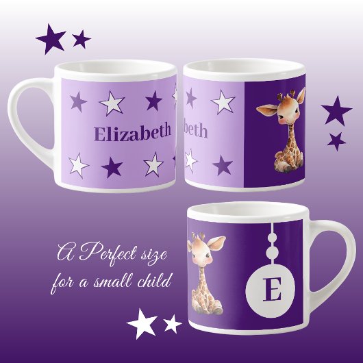 Kindergiraffe Tasse personalisierter Name lila