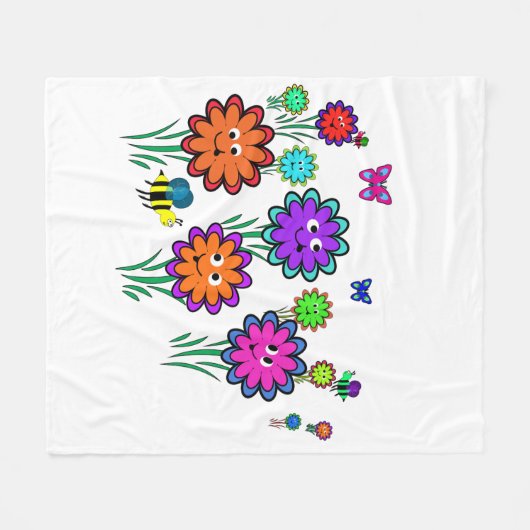 Kinderglückliche Blume Fleecedecke (Vorderseite (Horizontal))