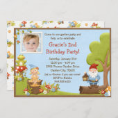 Kindergnome-Geburtstags-Party Einladung (Vorne/Hinten)