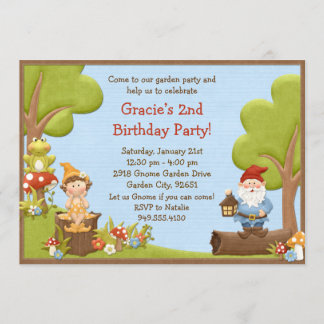 Kindergnome-Geburtstags-Party Einladung